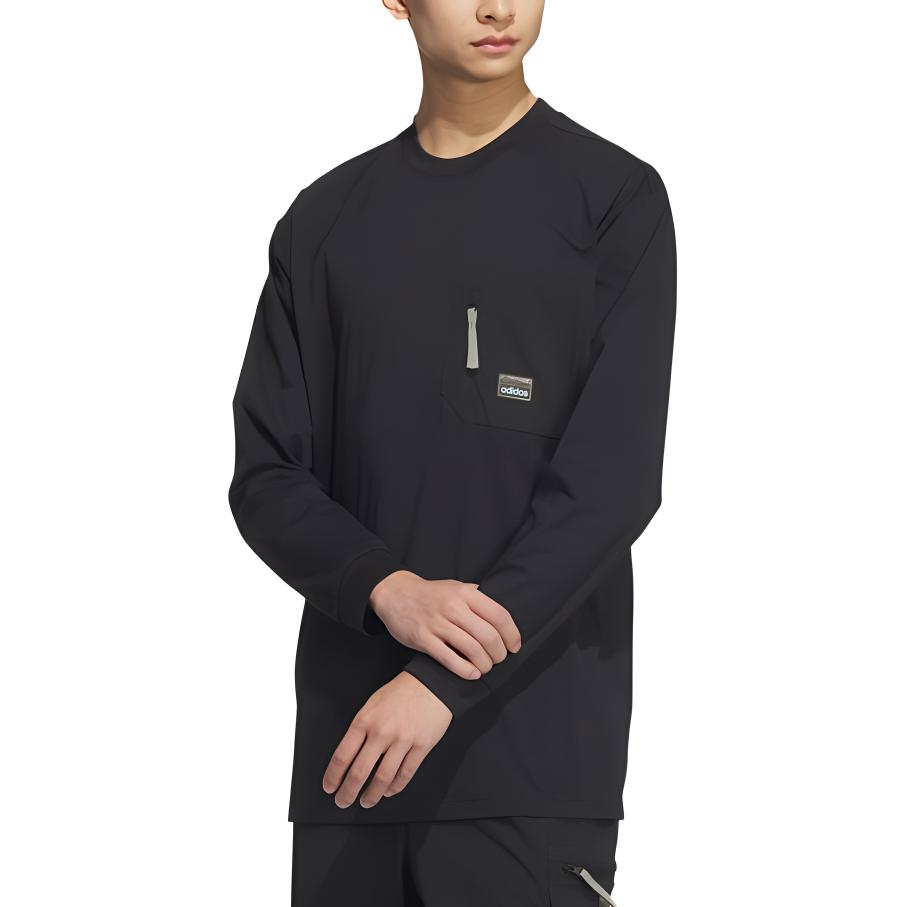 Adidas AW24 Sports Lifestyle Series Solid Color Letter Logo Patch Loose Long Sleeve T-Shirt Unisex Tops Black JL8269