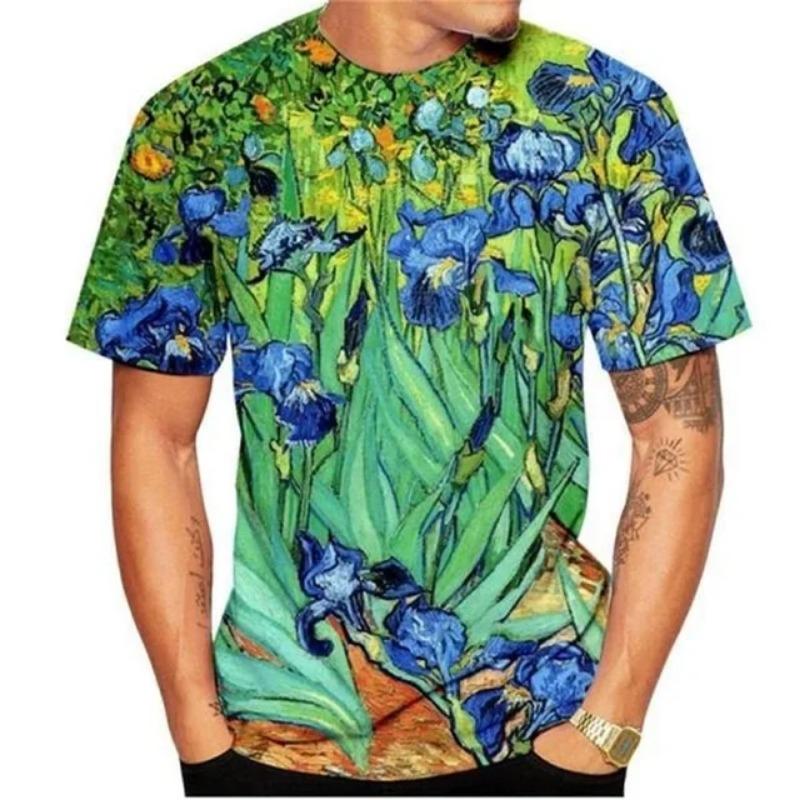 Neues Van Gogh Kunstgemälde 3D-Druck T-Shirt Sternenhimmel T-Shirt Für Männer Kurze Ärmel Street Oversized Tops Damen Klassisches T-Shirt