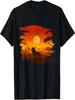 African Animal Retro Sunset Lion Giraffe Rhino Elephant T-Shirt