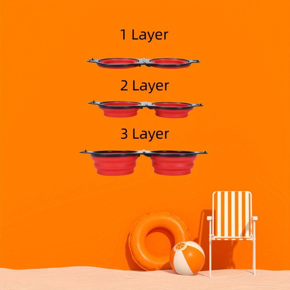 Portable Collapsible Double Pet Bowl Expandable Feeding Bowl Double Dog Food Bowls  Cat