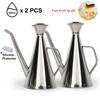 SUS304 Stainless Steel Oil Dispenser  Bottle Leakproof Cruet with Spout Easy Precision Pouring of Olive Oil Vinegar and Grease