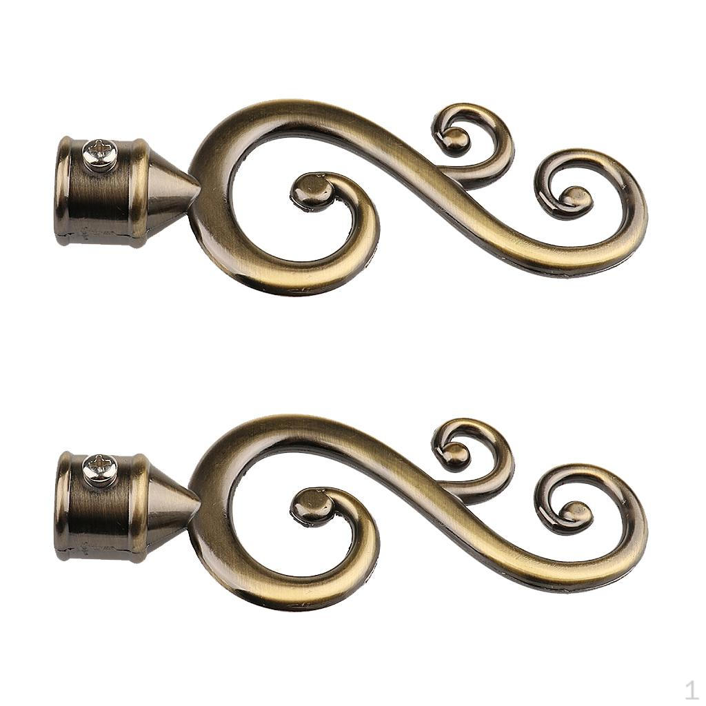 Window Curtain Rod/Pole Ends Cap Drape Pole Rail Final Heads, Fit Dia.22mm Rod, 3 Designs