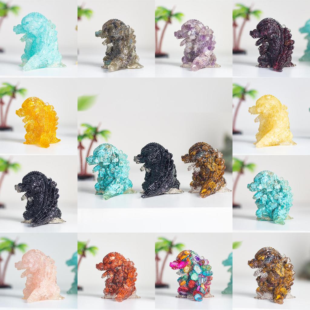 Godzilla Resin Crystal Figurine With Natural Gemstone For Home Decor And Giftgiving
