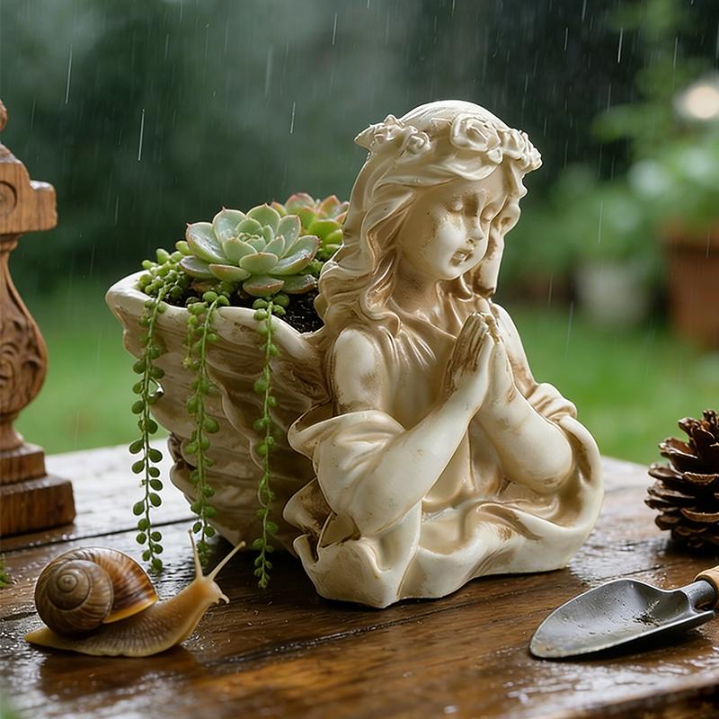 Retro Outdoor Garden Angel Flowerpot Courtyard Balcony Decoration Craft Flowerpot Statue Creative Accessory Gift for Friends