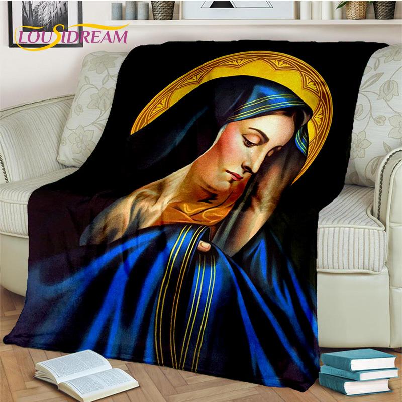 Jesus Blessed Virgin Mary Pray Blanket,Soft Throw Blanket for Home Bedroom Bed Sofa Picnic Travel Office Rest Cover Blanket Kids