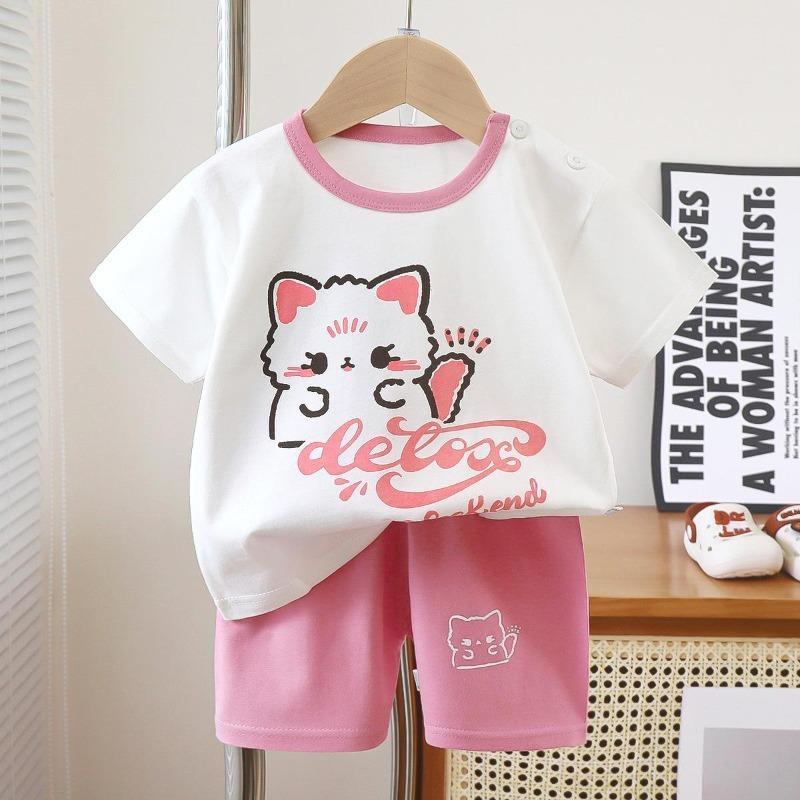 Set Tuta Sportiva Estiva da Bambino con Stampe di Cartoni Animati per Bambini Piccoli
