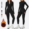 Plush Zipper Jumpsuit - Warm, Slimming, Long Sleeve Sportswear for Winter & Autumn