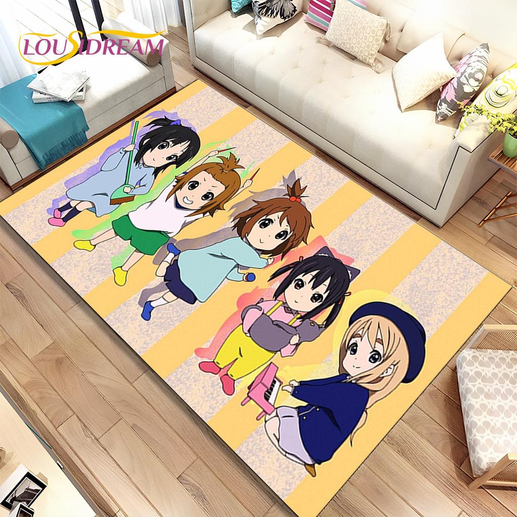 K-ON Kreskówka Urocza Lolita Kawaii Dziewczyny Dywanik Obszarowy, Dywanik Dywanowy do Salonu Sypialni Sofa Wycieraczka Dekoracja, Antypoślizgowa Mata Podłogowa 3D