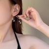 Schleifen-Herz-Quastenohrringe für Damen Elegante Zirkon-Tropfenohrringe Piercing-Accessoires Schmuck