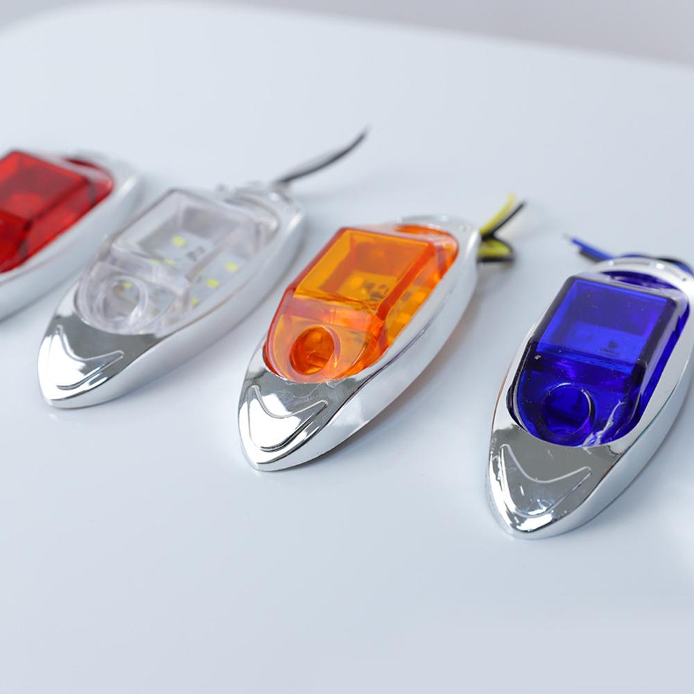 12V-24V 6-LED Truck Trailer Side Marker Light Clearance Turn Signal Warning Light Chrome Plated Waterproof Housing for Vehicles