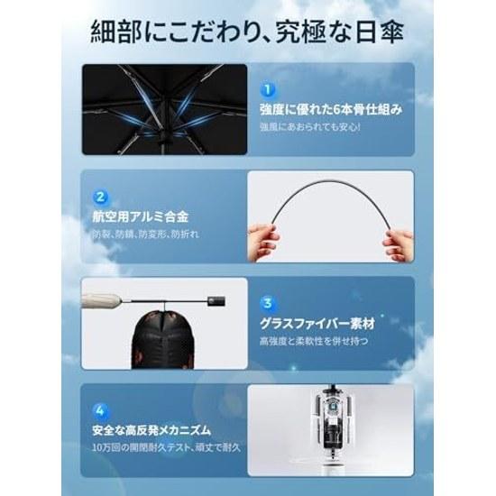 Super lightweight folding umbrella UV cut 100 shading heat shielding featuring improved automatic open close mechanism. UPEB is ultra-compact weighing