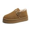 Fashion Women Suede Mules Platform Flats Boston 2024 Fashion Retro Outdoor Snow Boot Winter New Comfort House Shoe Plush Thick Cotton