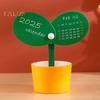 Pen Holder Desk Calendar 2025 Potted Plant Monthly Calendar with Pen Holder Base Tabletop Decoration for Home Office Organizer