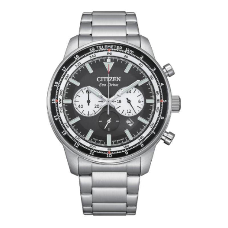 CITIZEN Eco-Drive Series 100 Meters Waterproof Solar Quartz Steel Strap Men s Watch Black Dial CA4500-91E чёрный