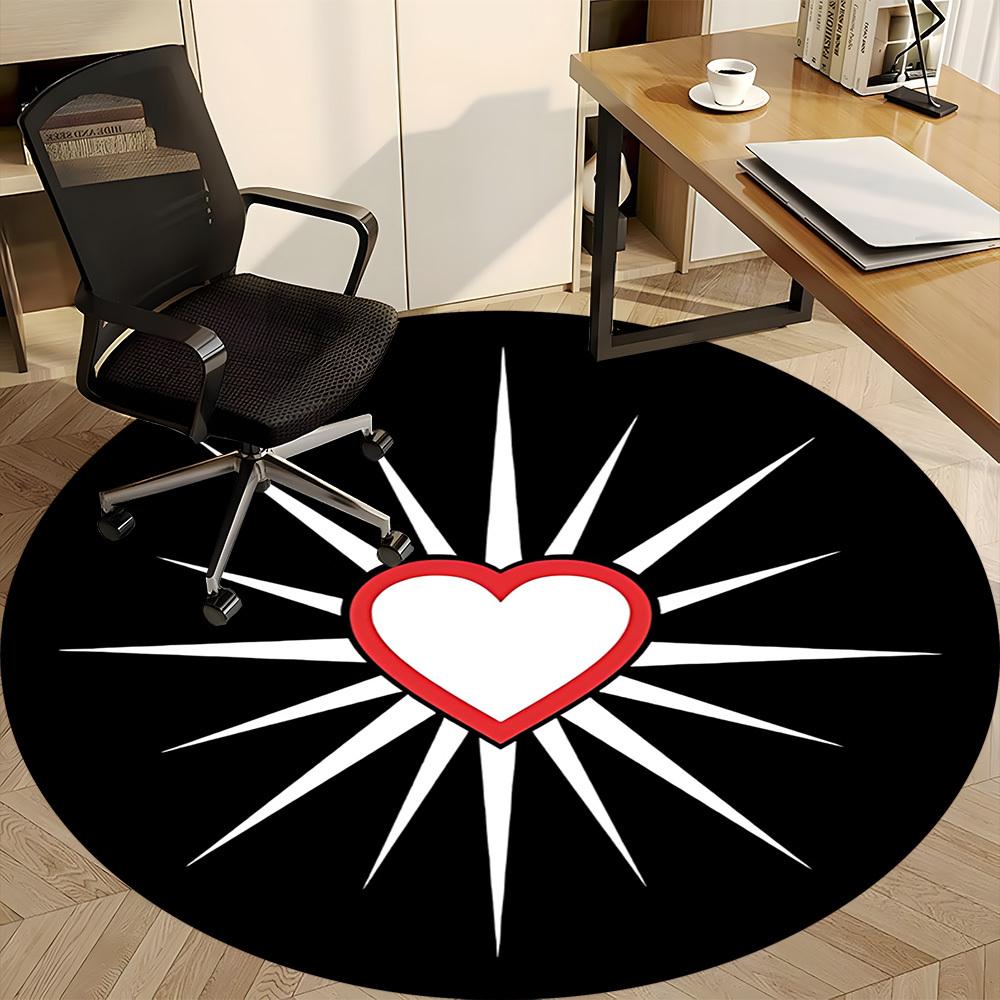 1PC Heart Symbol Chair Carpet for Office, Indoor Non-Slip Washable Carpet, Soft Comfortable Mat For Office Room Yy250930303