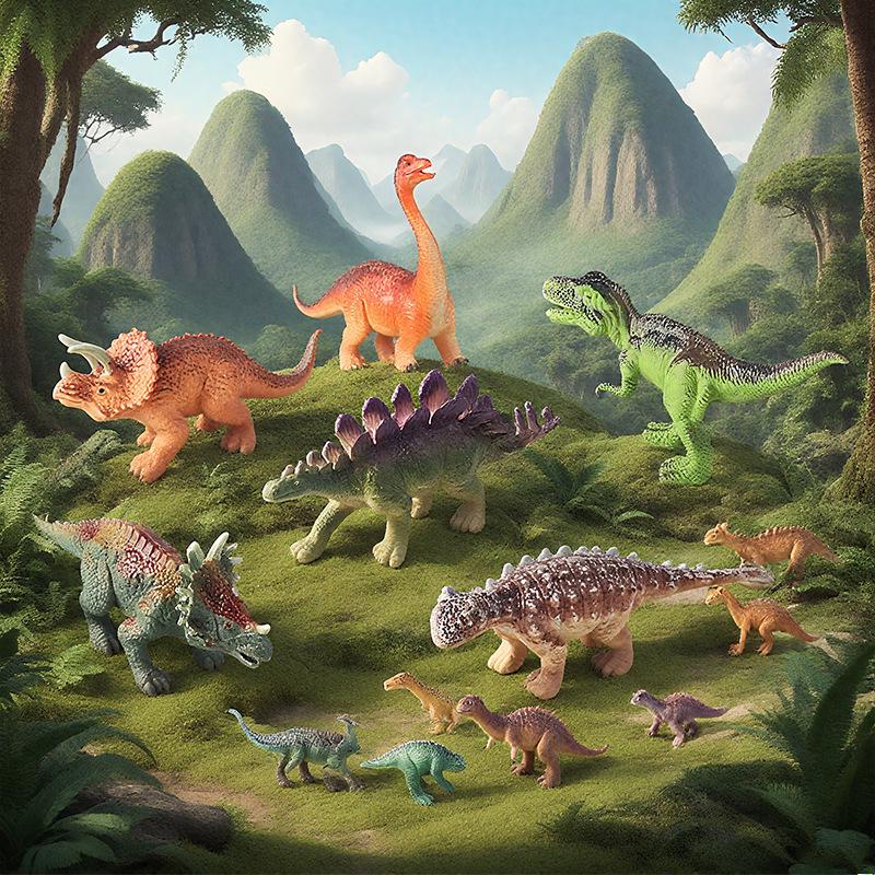 Dinosaur Mini Toy Set: Stegosaurus, T-Rex, Spinosaurus, Pterodactyl Models for Children