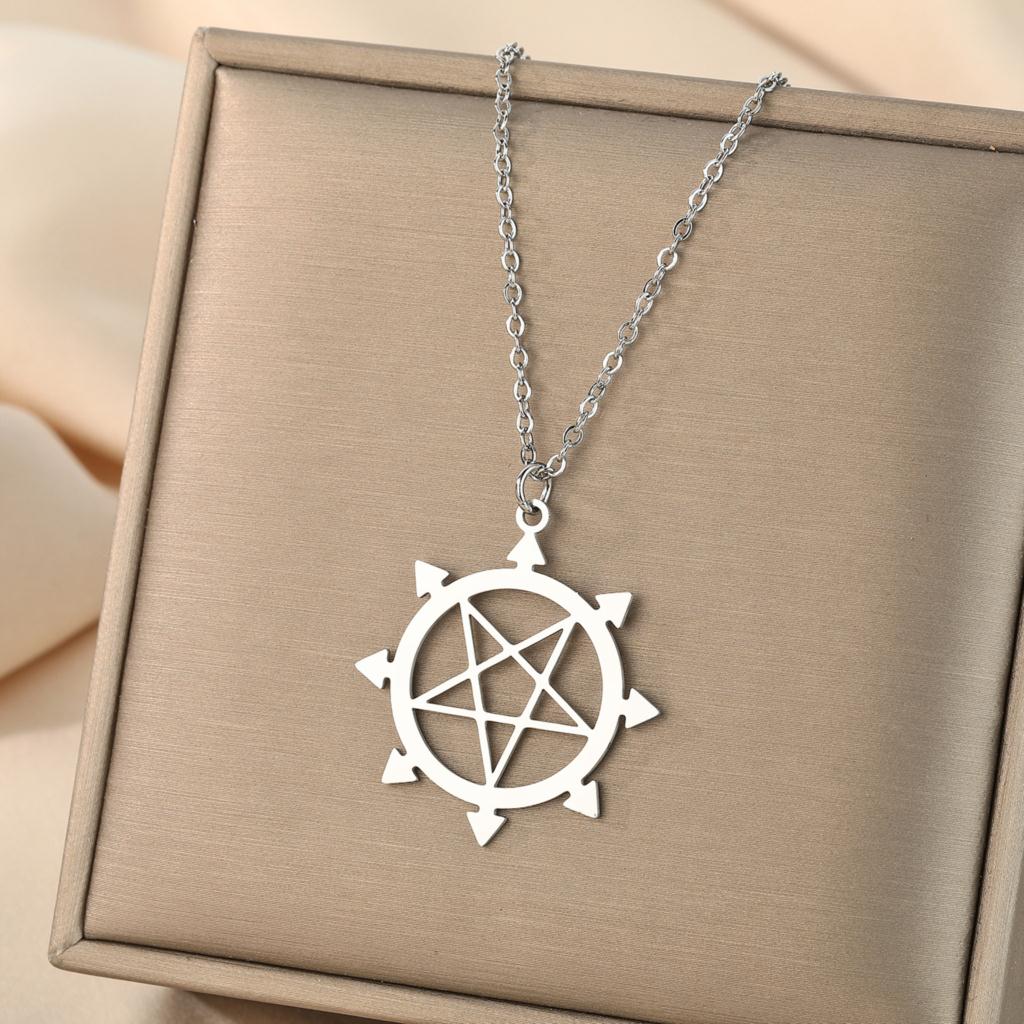 Kinitial Exquisite fashion earrings Algol Chaos plated pentant necklace A birthday gift from Eight pointed star to a loved one