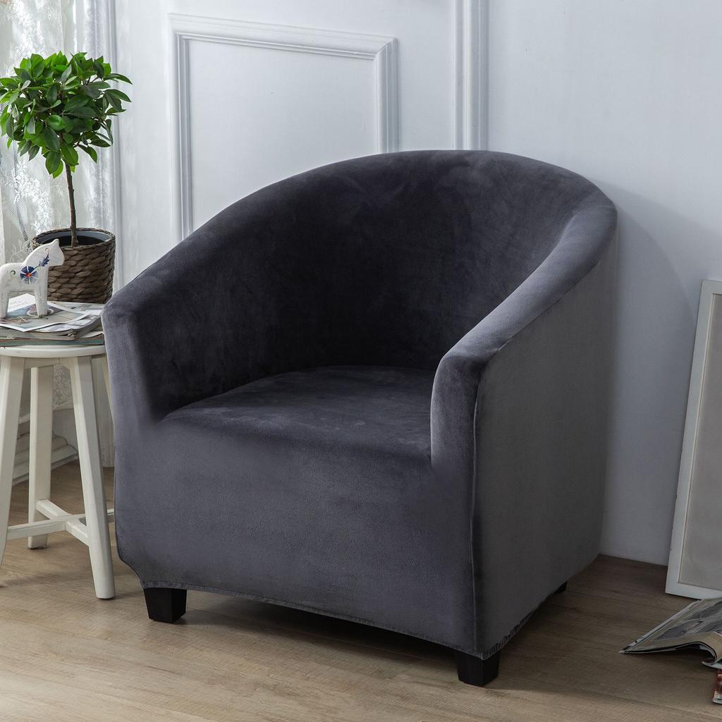 Solid Color Thickened Silver Fox Velvet Sofa Cover Milk Silk Semi-circular Arc Sofa Chair Cover Internet Cafe Single Sofa Cover
