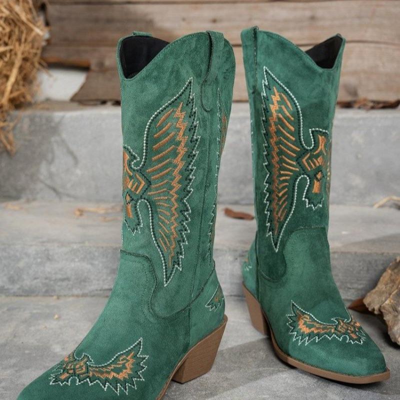 Neue Damen-Einzelschuhe, Spitzschuh, Dickabsatz, Mittelhoher Absatz, Lange Stiefel, Damenstiefel