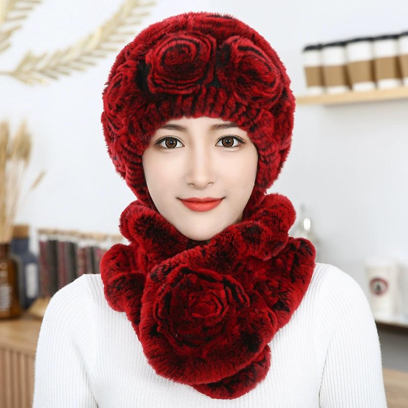 Rex Rabbit Hair Hat Female Autumn Winter Middle-aged and Elderly Mother Thickened Warm Fashion Grandmother Old Lady Mother-in-law Fur Hat
