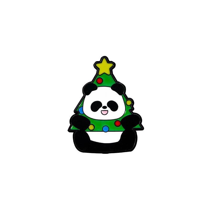 Christmas panda brooch cute animal panda Christmas tree holiday gift box metal badge backpack decoration