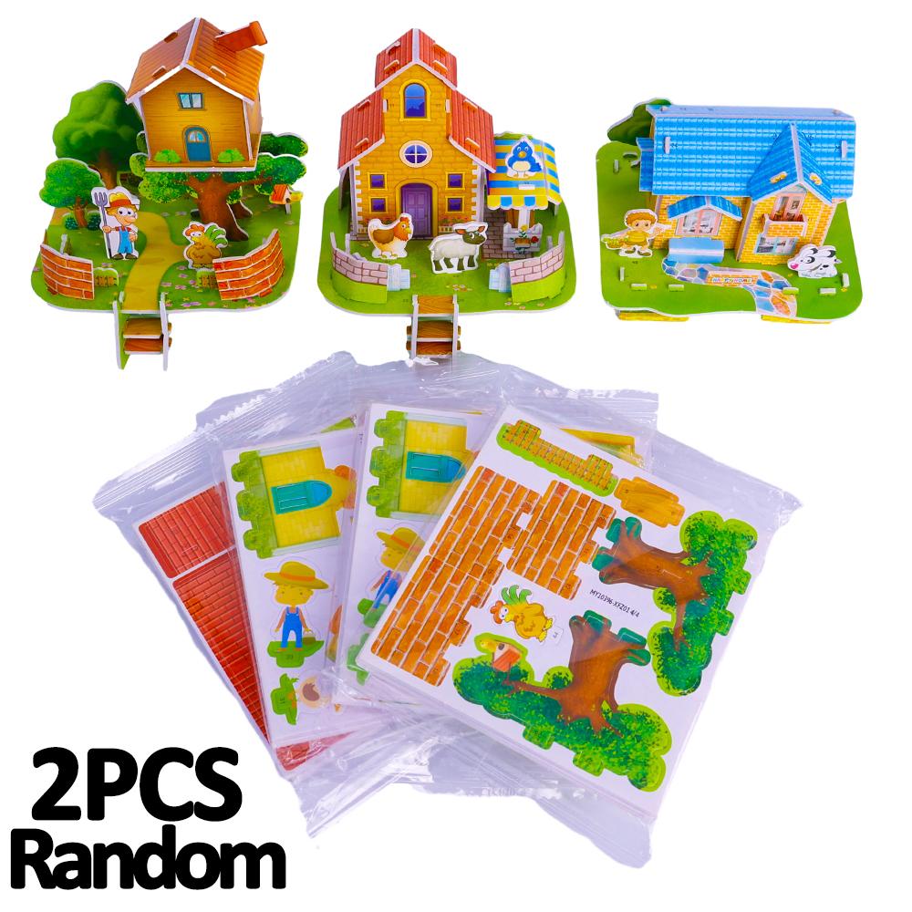 3D Three-dimensional Building Puzzle Model Toys DIY Handmade Paper Puzzle Building Blocks Educational Toy Gifts for Children