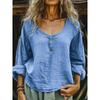 GMXIA Women's Fashion Casual Autumn Winter Long Sleeve U-Neck Blouses & Shirts