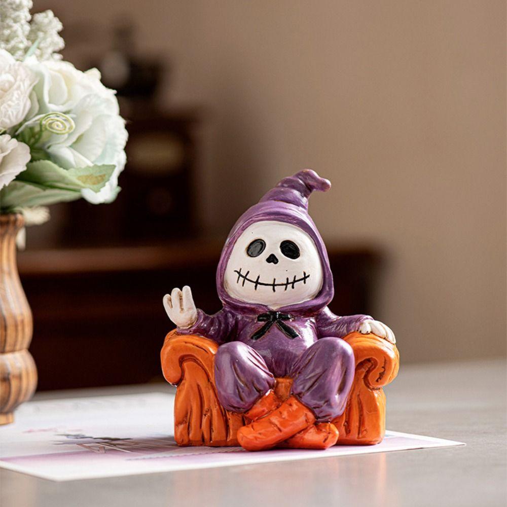 Resin Halloween Sofa Ghost Figure Spooky Ghost Statue Ornament Funny Ghost Art Sculpture  Bedroom