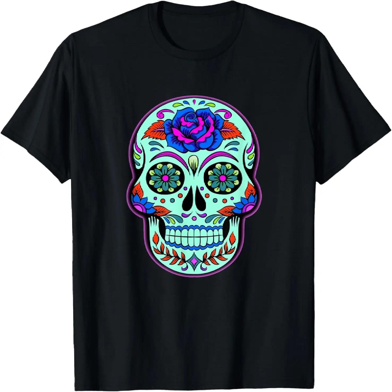 Sugar Skull T-shirt - Halloween Day of the Dead Skull Shirt T-Shirt S чёрный