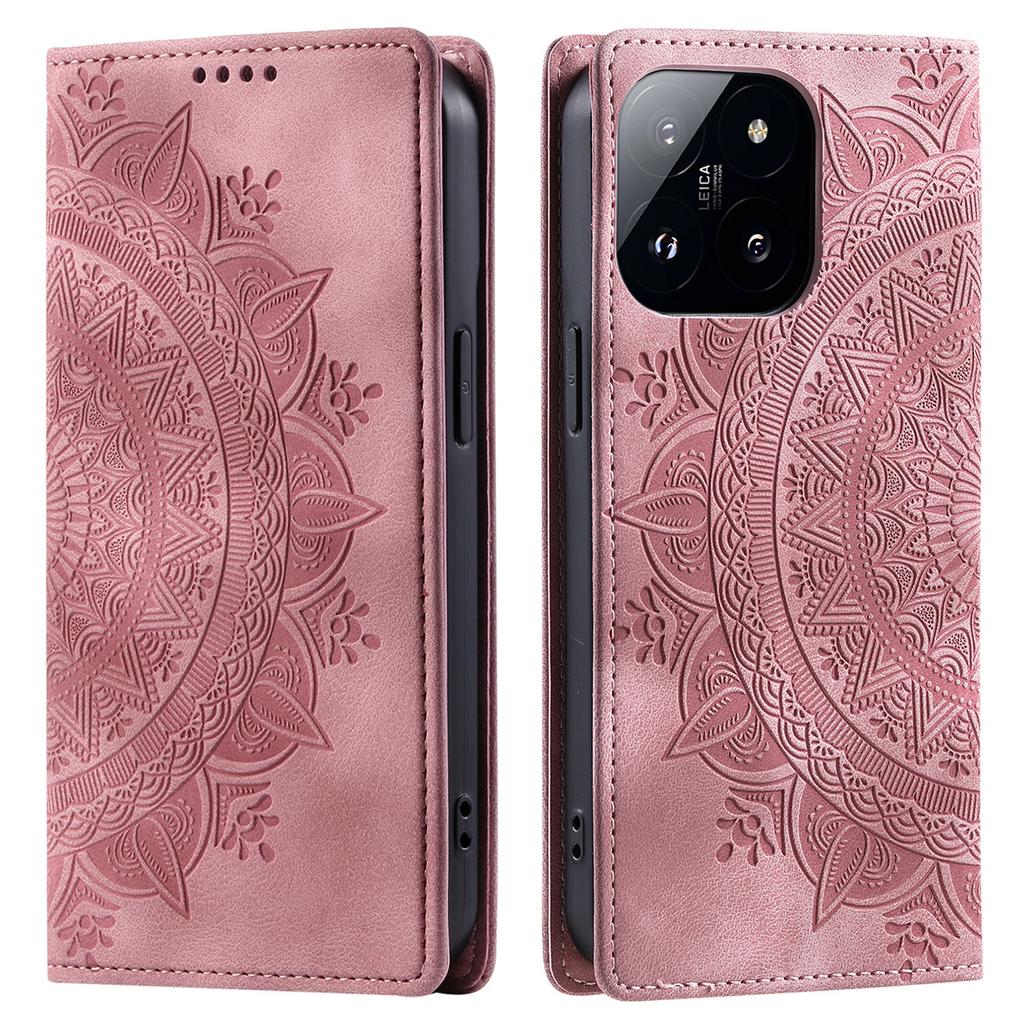 Styl-010 Etui dla Xiaomi 14 Wytłaczane Magnetyczne Samozamykające Skórzane Etui na Telefon z Portfelem