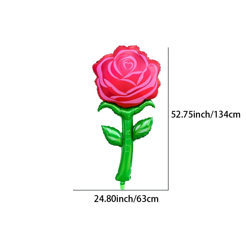 1 Artificial Rose Flower, 1 Large Rose Aluminum Foil Balloon, Suitable for Valentine's Day, Birthday Parties, Confession and Proposal, Wedd