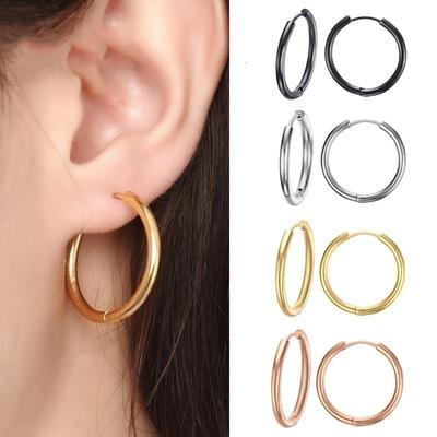 VNOX Basic Stainless Steel Hoop Earrings for Women Man Round Circle Loop Earring Aretes 25mm/20mm/11mm Unisex Ear Jewelry