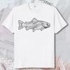 Trout Topographic Shirt Fly Fishing Contour Line Map Tee Minimalist Line Art Contour Map Outdoors Unisex Casual Shirt Cotton Tee