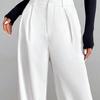 Women Pants Straight Wide-Leg High-Waisted Slimming Trousers Solid Color Loose Fit Dress Pants Workwear