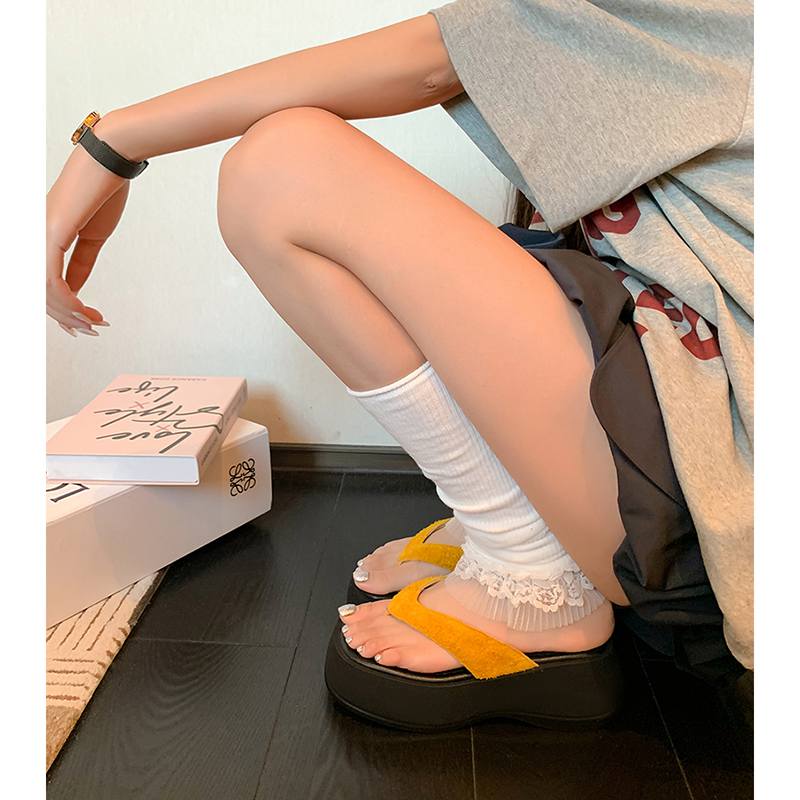 Krazing Pot Natural Skin Horsehair Handmade Summer Size 40 High Quality Slip On French Chic Flat Platform Flip Flops Women Peep Toe Sandals