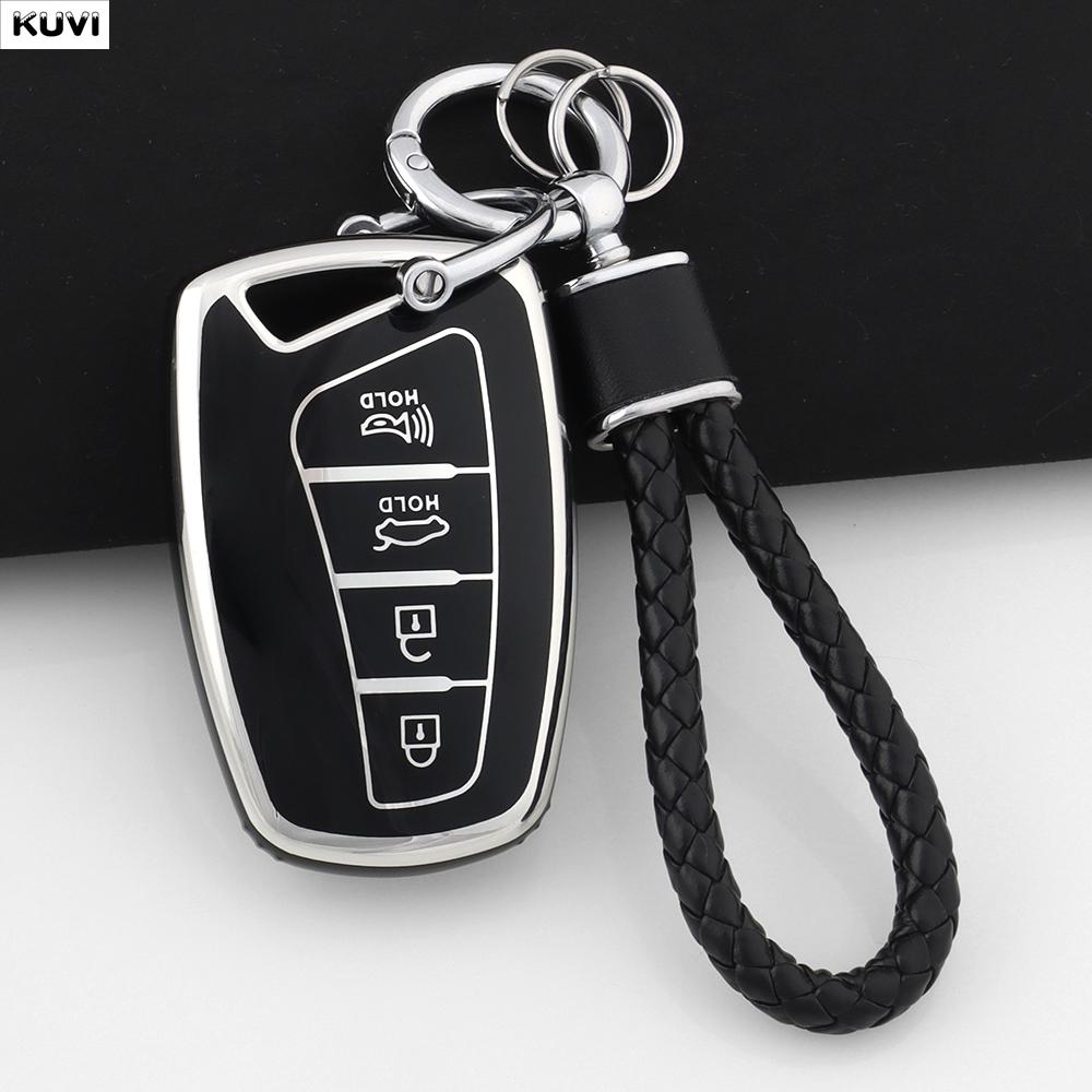 For Hyundai Grandeur Hg Sedan Genesis G80 Santa Fe 3Dm Grand Santafe Ix45 Equus Azera Tpu Remote Key Case Cover Fob Holder