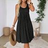 Summer Women's Sleeveless Polka Dot Loose A-line Dress Casual Fashion Dress