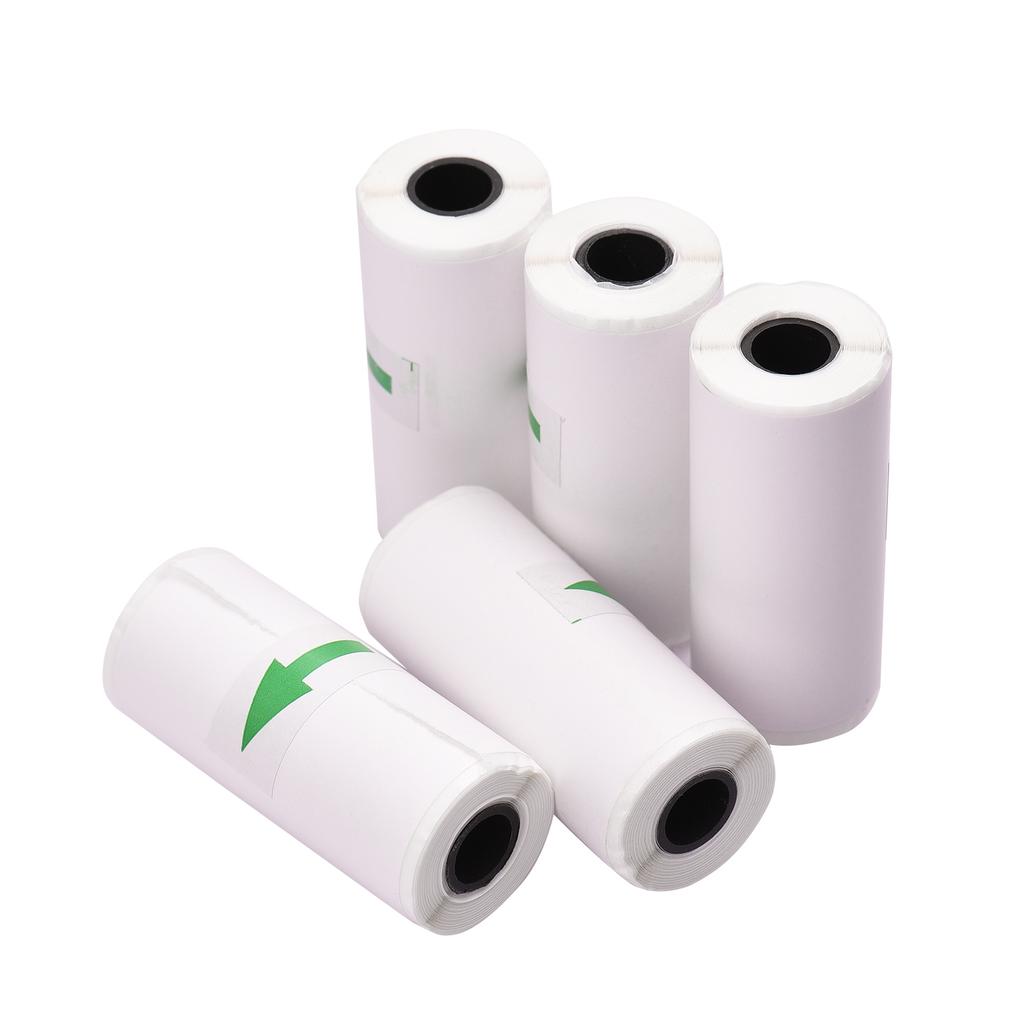 5 Stück Haftende Thermodruck-Kassenbon-Papierrollen 57*25mm für Mini-Taschen-Fotodrucker Peripage Poooli Paperang High