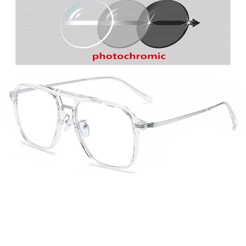 Double Beam Blue Light Blocking Nearsighted Glasses TR90 Square Prescription With Cylinder -0 5 To -6 For Women Men