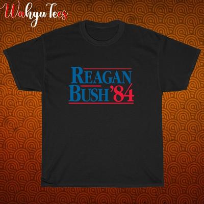 New!  Reagan Bush '84 Logo Black  Grey  Navy  White Size S-5XL Unisex T-Shirt