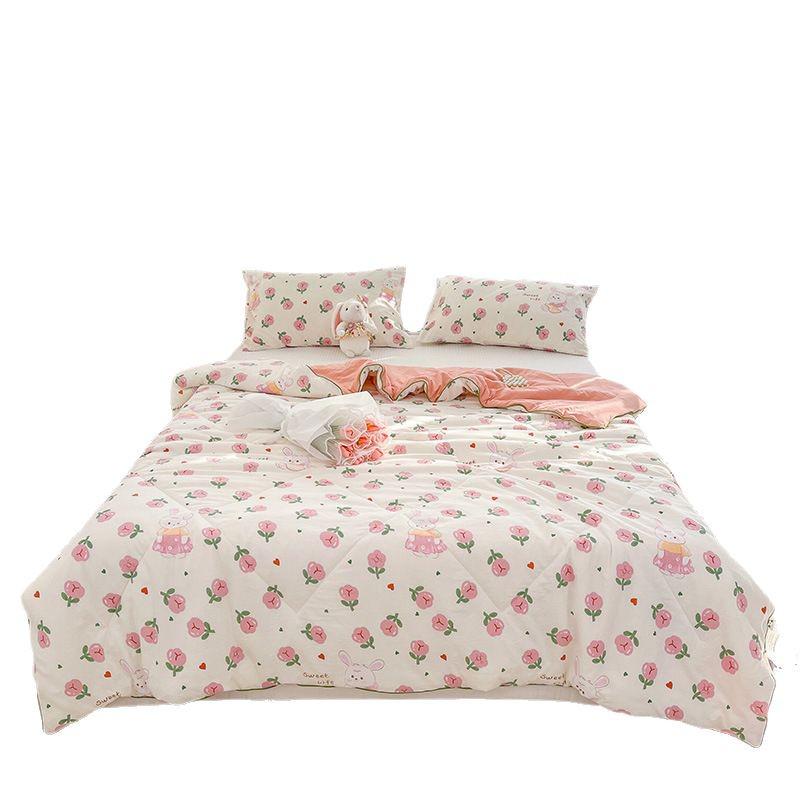 Class A Washed Cotton Double-Layer Gauze Soybean Fiber Summer Quilt – Cool, Airy, Machine Washable, Ideal for Air-Conditioning.