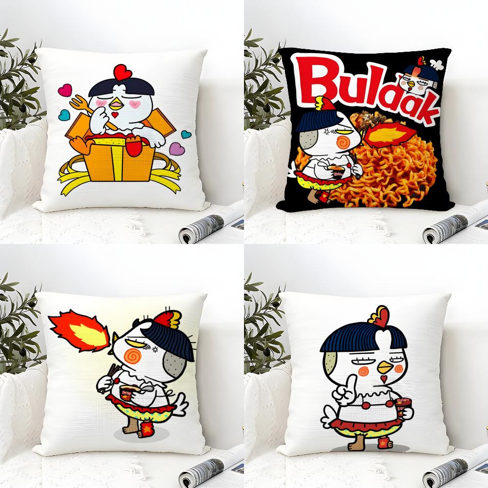 Famous Buldak Ramen Cartoon Pillow Case Linen Cushion Covers For Decorative Sofa Home Pillows Case Car Chair Pillows Cases