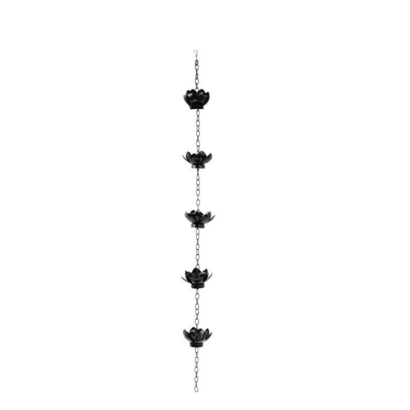 Chaîne de pluie décorative en fer pour extérieur Fleur de lotus Suspendue Gouttière Tuyau de descente Jardin Patio Cour Toit Corniches