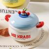 Cute Crab Boss Binaural Instant Noodle Bowl With Cover Dormitory Home Student Ceramic Soup Bowl Haiji Baby Hand Gift