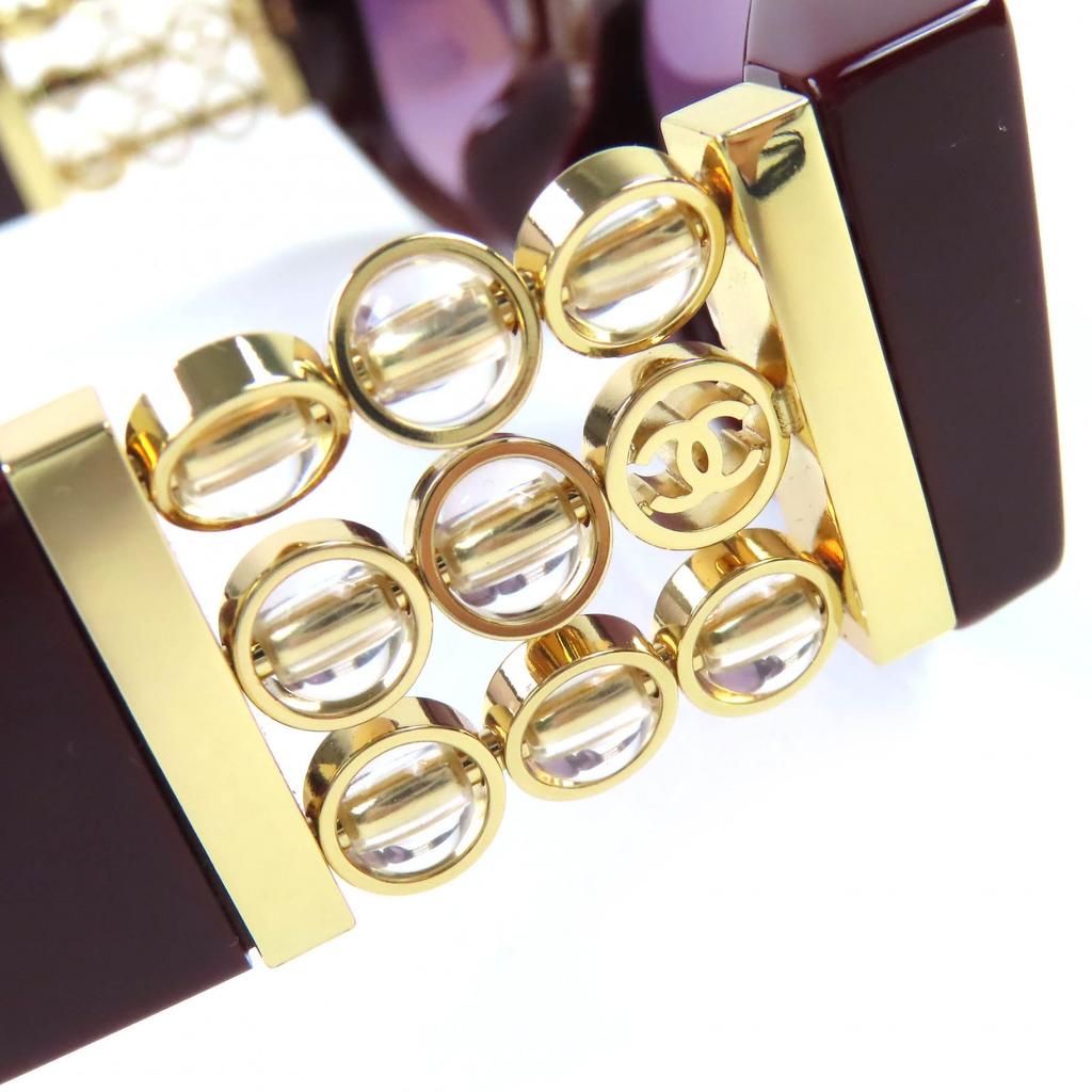 Excellent CHANEL sunglasses COCO Mark Oval Shape Eyewear Burgundy Gold Women 5544-A Used