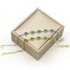 Elegant Gold-Plated Stainless Steel French Bracelet with Green Zirconia