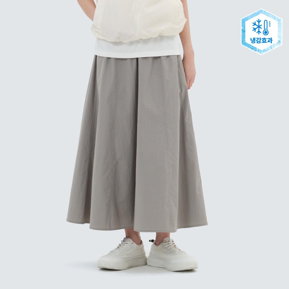 [Snowpeak] Cooling Route Flare Long Skirt Fog Gray (S25MWRSK61) 70