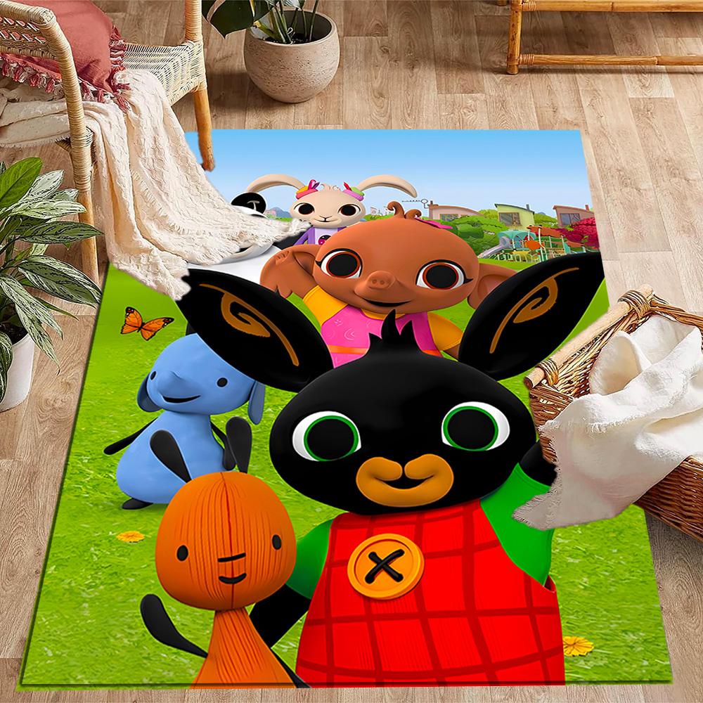 Bing And Friends In Garden Themed Anti-Slip Rugs - Polyester Home Decor, Suitable for Bedrooms, Living Rooms, Doorways, Studios, and Decorations