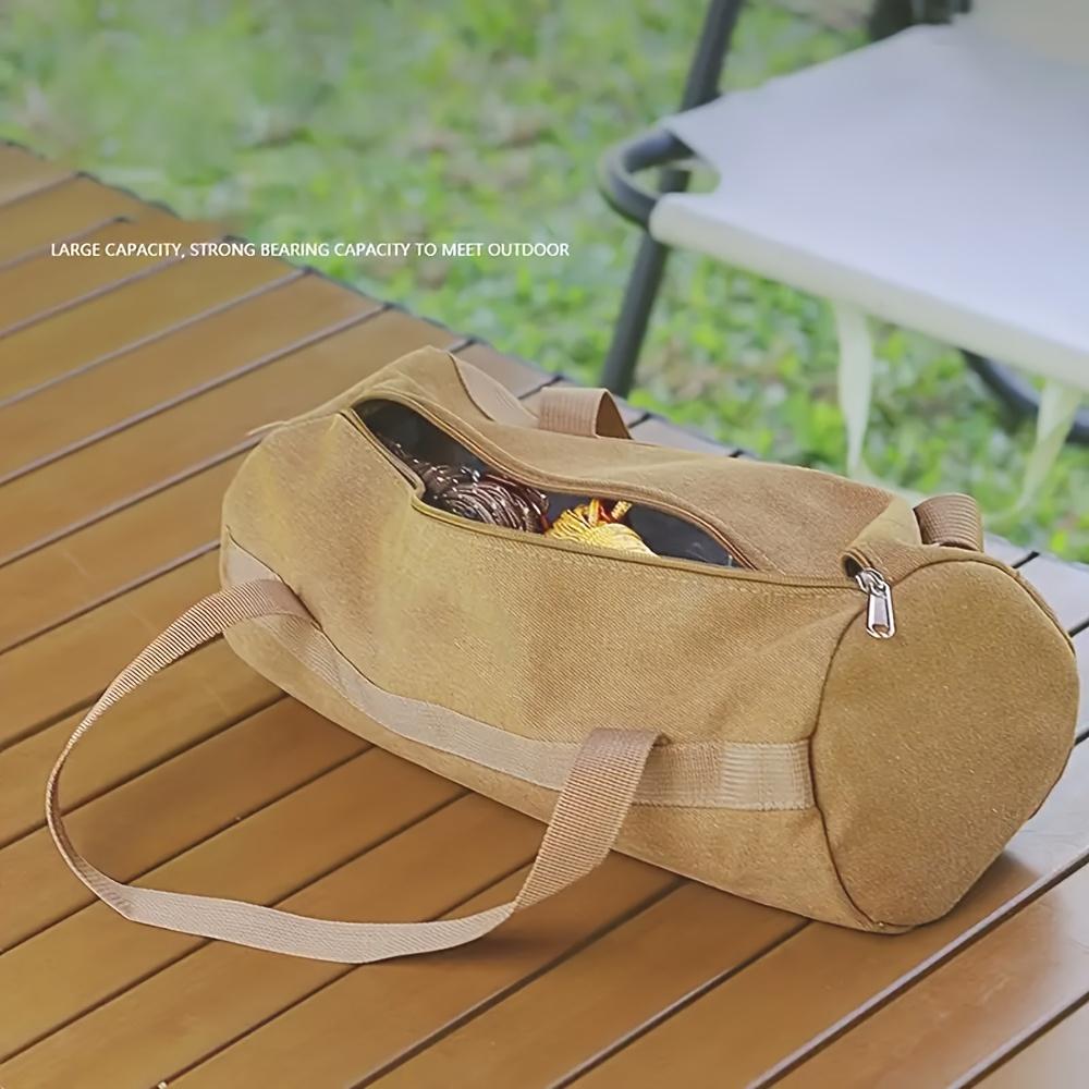 Outdoor Camping Tools Storage Bag Portable Cylindrical Tent Ground Nail Handbag Storage Backpack Large Capacity Canvas Toolkit