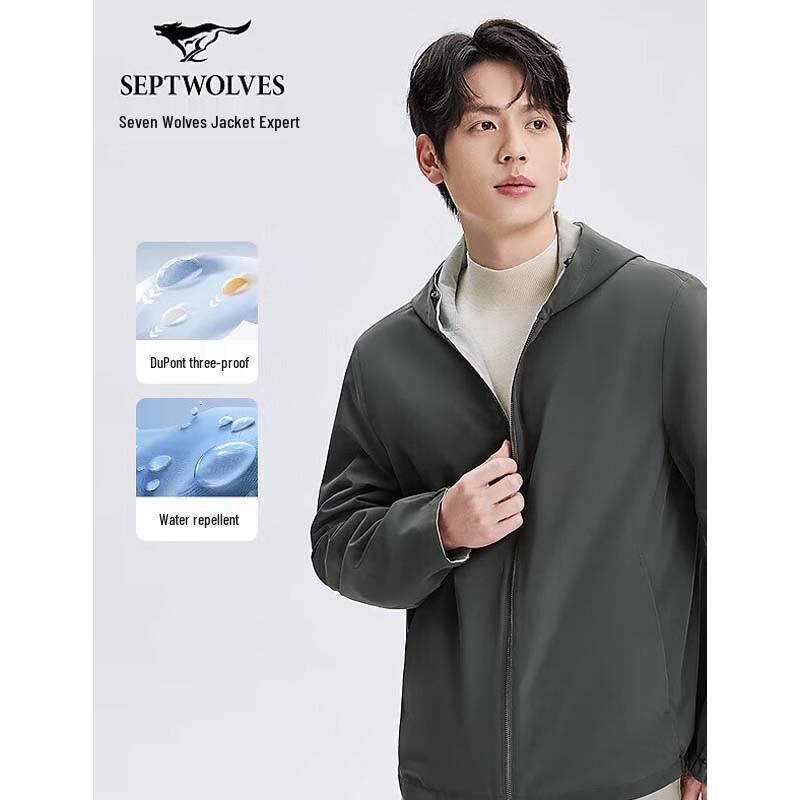 

SEPTWOLVES Men s Autumn Outdoor Hooded Printed Jacket 4XL